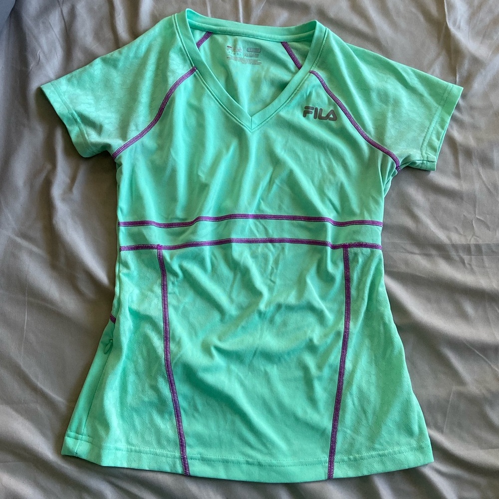 Fila Mint Green Sport Top W/ Purple and Pattern